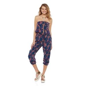 Floral strapless jumpsuit